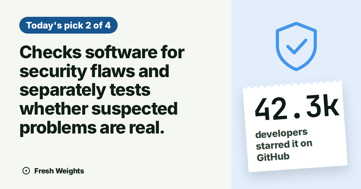 Checks software for security flaws and separately tests whether suspected problems are real.