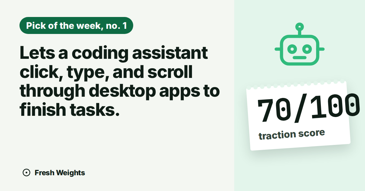 Lets a coding assistant click, type, and scroll through desktop apps to finish tasks.